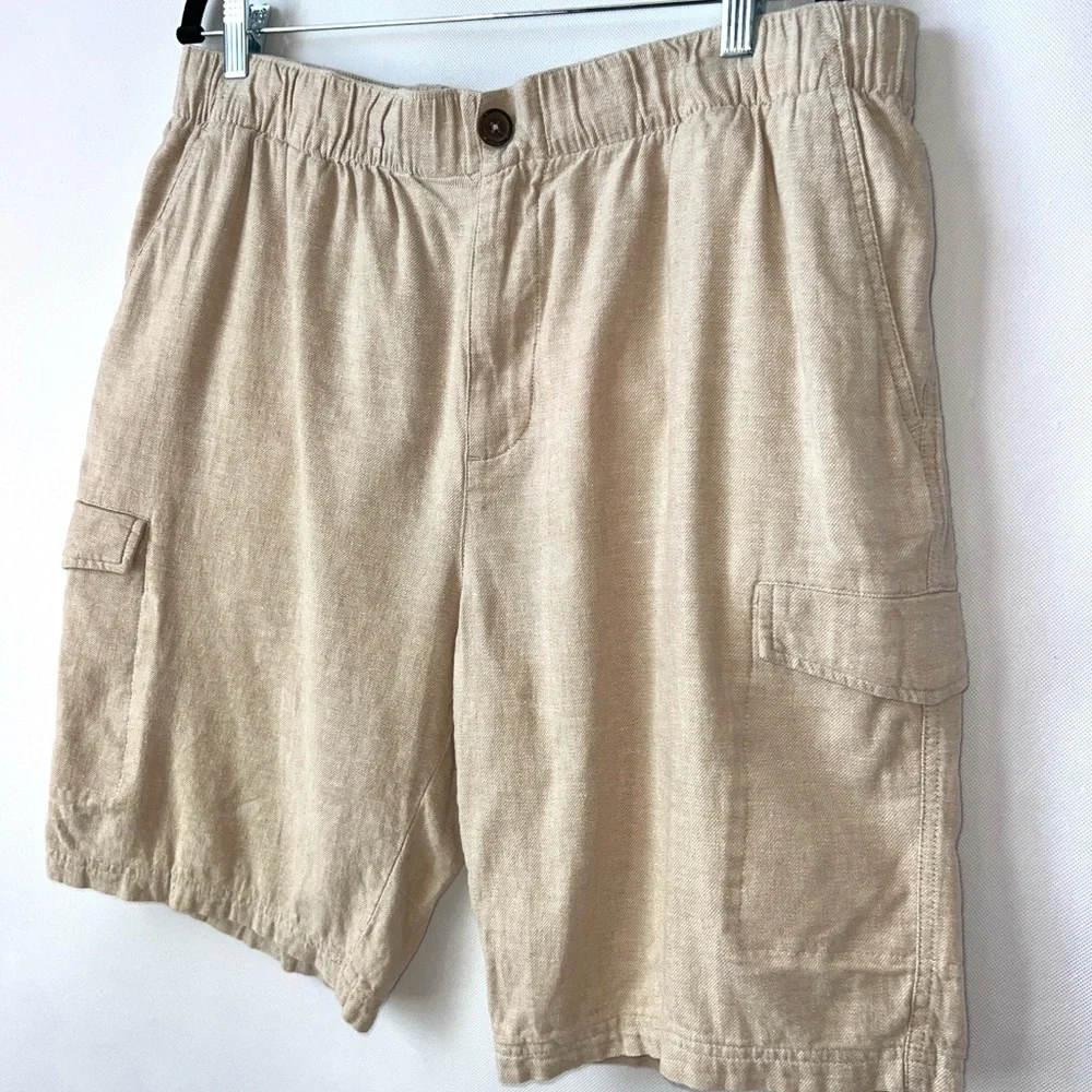 Boca Classics Island Wear Men's Cargo Shorts Tan‎ size Large pockets EUC!